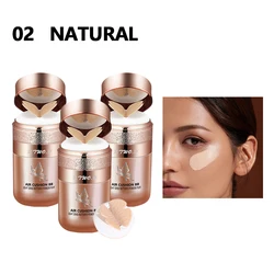 Air Cushion BB Cream with Moisturizing and Oil - Control Formula - Waterproof Foundation & Concealer with Whitening Effect (3Pcs 02 Natural)