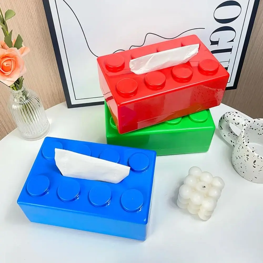 Creative Building Blocks with Spring Tissue Box Wall-mounted Perforation-free Paper Holder Bathroom Face Towel Box Organizer tissue dispenser tissue box