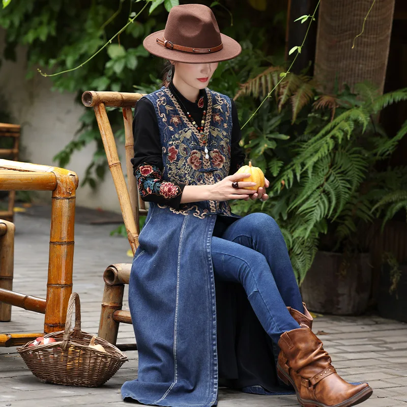 white christmas dresses Denim Mini Combo Qi Pao Dress Small main image 1