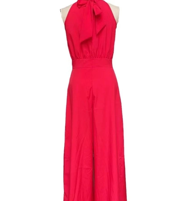 Women's Summer Solid Color Simple Hanging Neck Off Shoulder Elegant Intellectual Fashion Casual Women's Jumpsuit