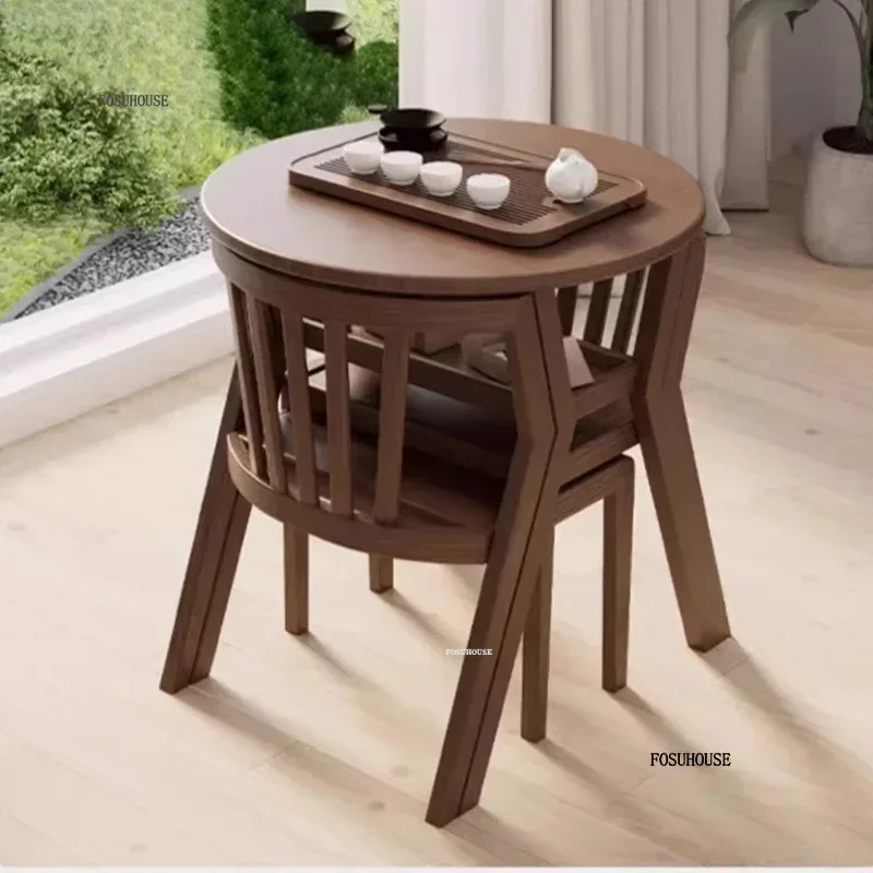 Solid Wood Garden Furniture Set Outdoor Furniture Patio Villa Tables and Chairs Leisure Mini Tea Table Three-piece Set