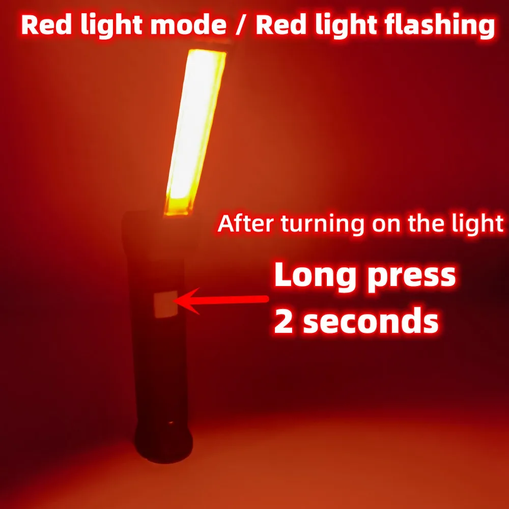 Portable COB LED Flashlight USB Rechargeable Work Light Magnetic Lanterna Hanging Lamp Built-in Battery Camping Torch
