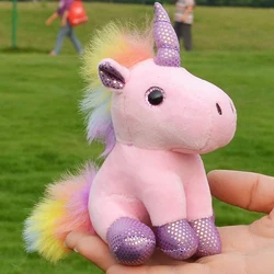 LLavero de unicornio de peluche Kawaii para chica, llaveros de dibujos animados de colores pastel, bolso de mujer, llavero de coche para hombre, bolsas de estudiante, colgante de equipaje