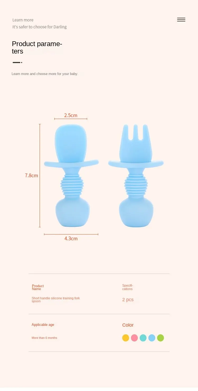 Baby Silicone Fork Spoons Chewable Utensils First Stage Training Predator Toddler Utensils for Baby Led Weaning With Storage Box