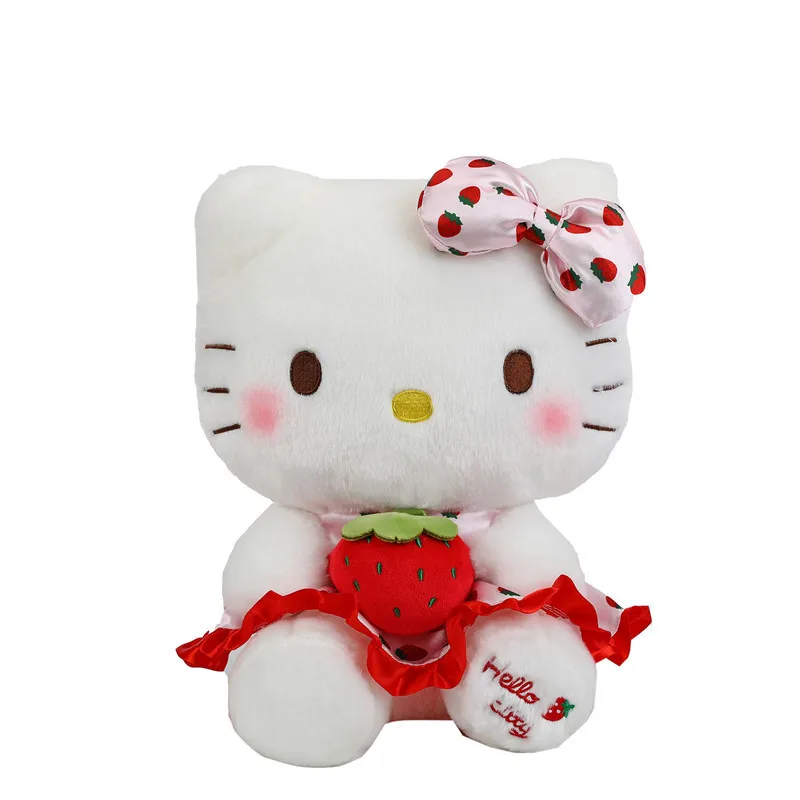 Plush Toys 23cm Sanrio Hello Kitty Doll Fruit Strawberry Cat Doll Girls Plush Toy Bedroom Decoration Pillow Cute Cartoon Birthday Gifts