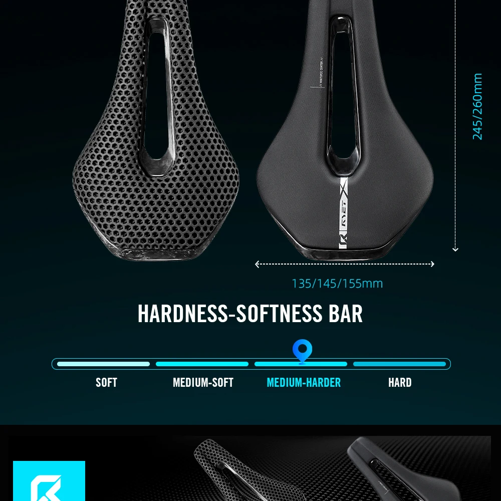 RYET 3D-gedruckter Vollcarbon-Fahrradsattel 245*135/145/155mm Fahrradsitz für MTB Gravel Rennrad Sitzkissen Fahrradteile – Detail 4