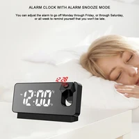 Digital Alarm Clock Multifunctional Projector Bedside Alarm Clock 180° Projector on Ceiling LED Display for Bedroom Living Room 2