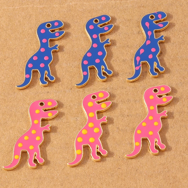 

10pcs 32*16mm Cute Enamel Dinosaur Charms Pendants for Jewelry Making DIY Necklaces Earrings Accessories Supplies
