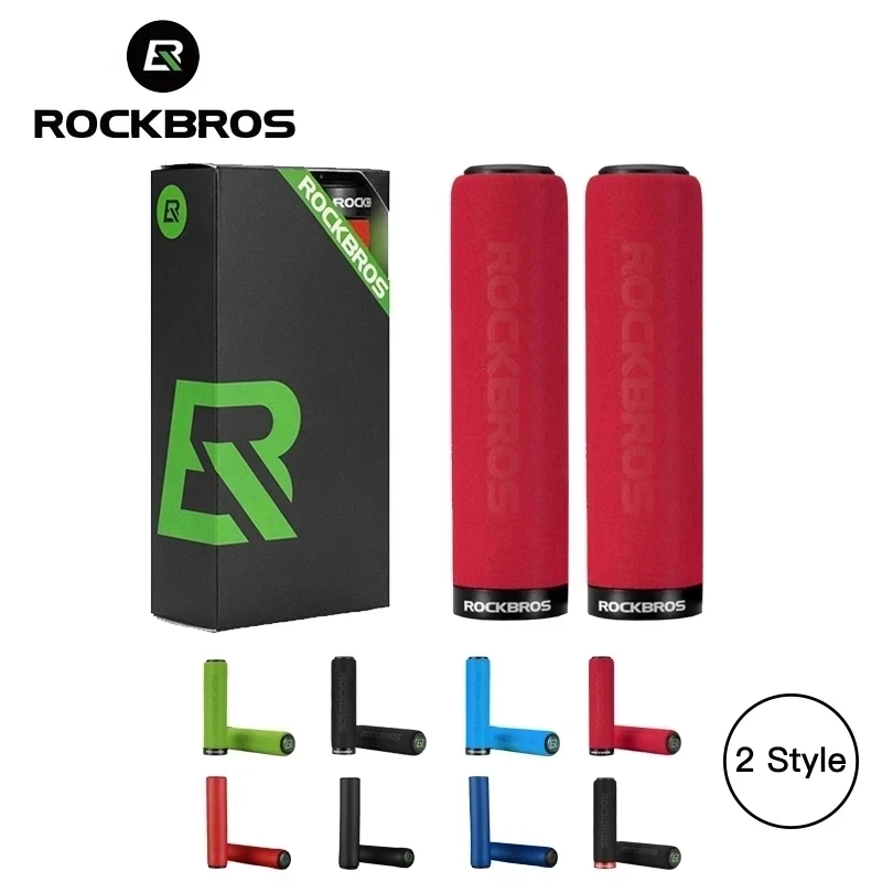 ROCKBROS Bicycle Grips MTB Silicone Sponge Handlebar Grips Anti-skid Shock-absorbing Soft Bike Ultraight Cycling Handlebar
