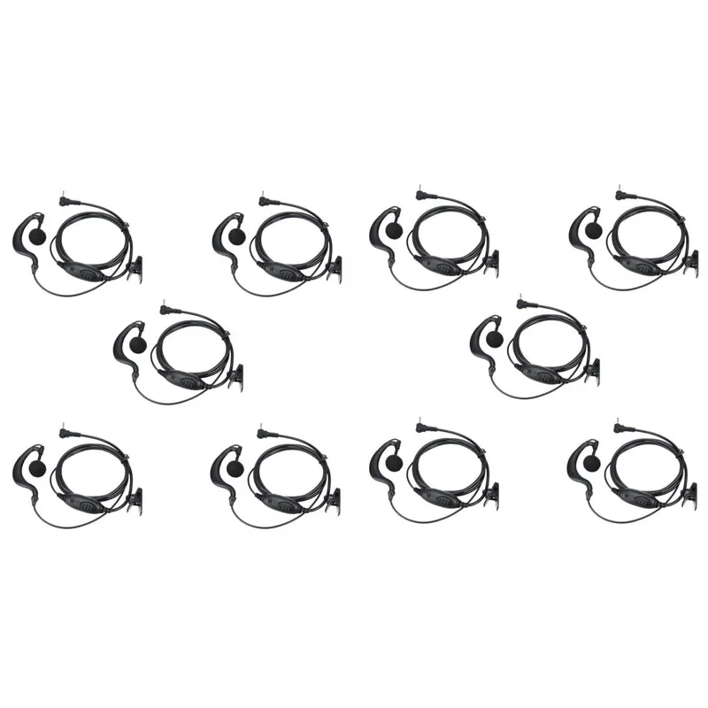 Lot 10pcs 1 Pin 2.5mm G Shaped Earphone Headphone w/ PTT Microphone for Motorola Talkabout MR350R T6200C T6200 SX500 FV200 Radio 1 pin 2 5mm ear hook ptt mic earpiece microphone headset for motorola talkabout tlkr t3 t4 t60 t80 mr350r t6200c md200tpr radio