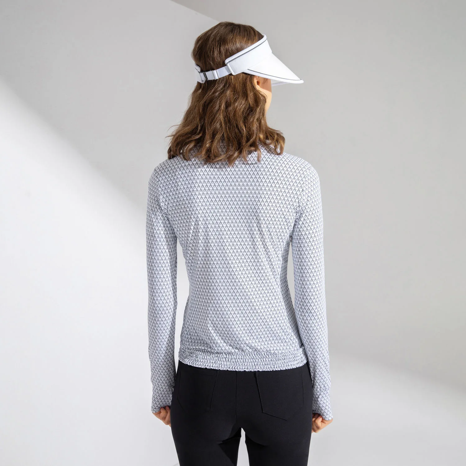 Spring and summer new thin golf coat top ladies long sleeve slim-fit digital printed stand collar sunsunscreen breathable jacket