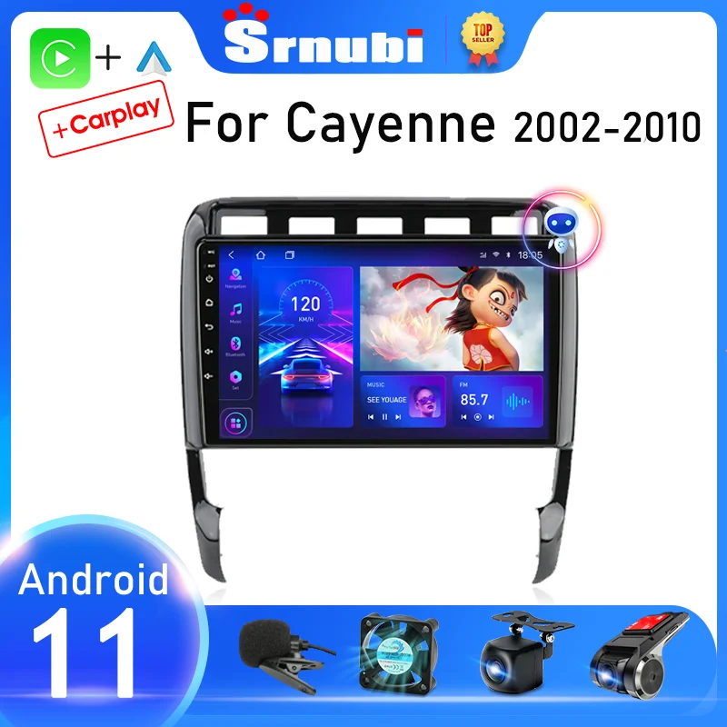 

Srnubi 2 Din for Porsche Cayenne 2002 - 2010 Android 11 Car Radio Multimedia Player GPS Navigation Carplay Stereo DVD Speakers
