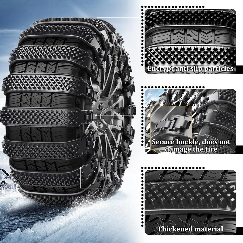Snow bike chain, 5 universal snow bike chain emergency anti-skid for cars/trucks/SUVs, which can use snow on the road.