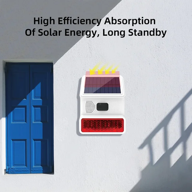 PGST 433MHz Solar Outdoor Waterproof Siren with LED Flashing Light Function as Home Garage Shed Alarm System 3