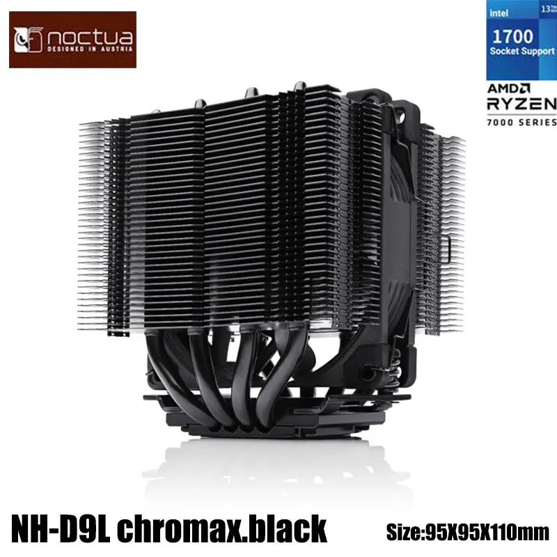 Radiatore Cpu A Doppia Torre Nocura Nh-D9L Chromax.Black, 4 Tubi Di Calore/Supporto Intel Lga1851/Lga1700/Lga1200/Lga115X/Amd Am5/Am4