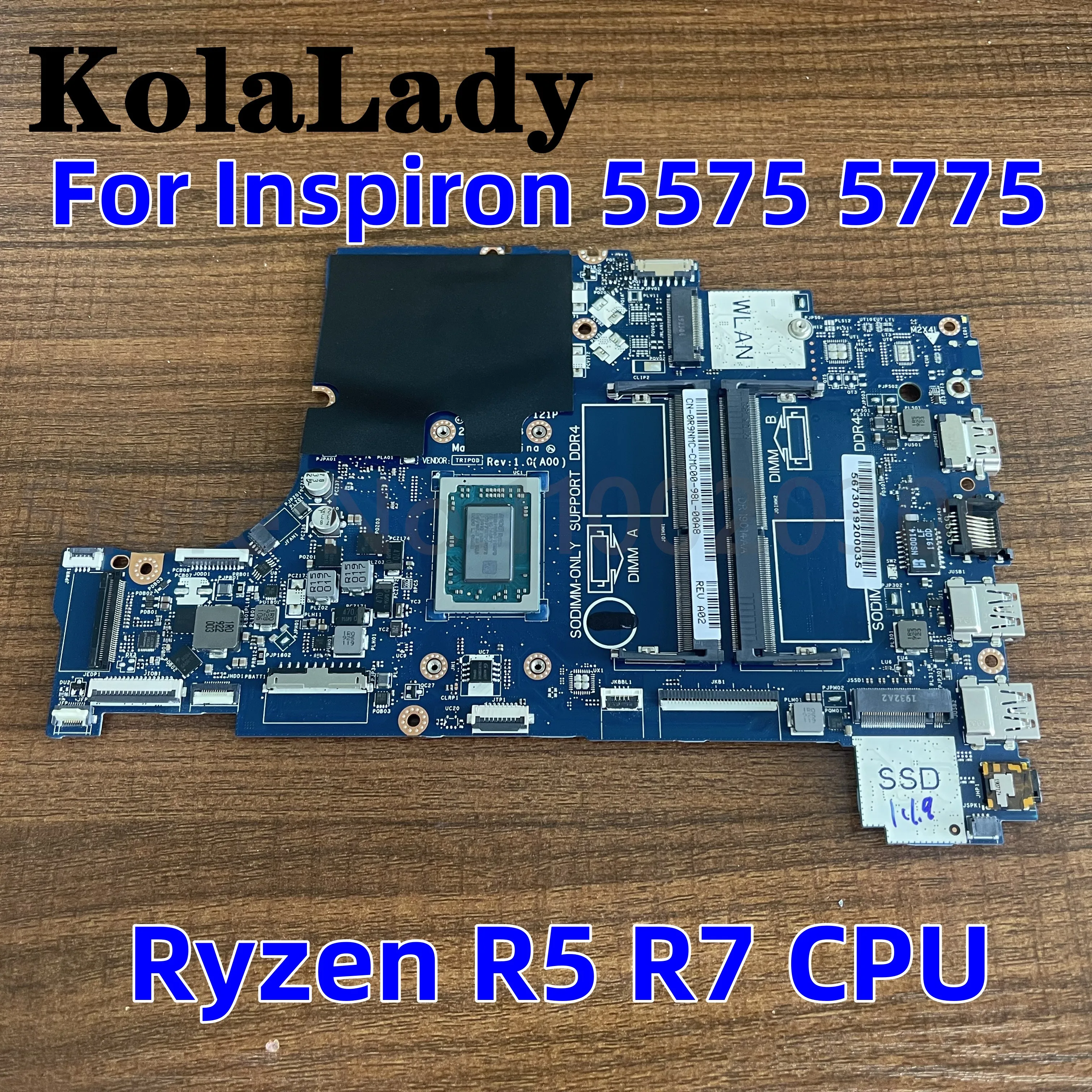 

NEW CN-0PV8CV PV8CV 0R9NMC For DELL Inspiron 5575 5775 Laptop Motherboard CAL51 LA-F121P With Ryzen R5 R7 CPU Notebook Mainboard