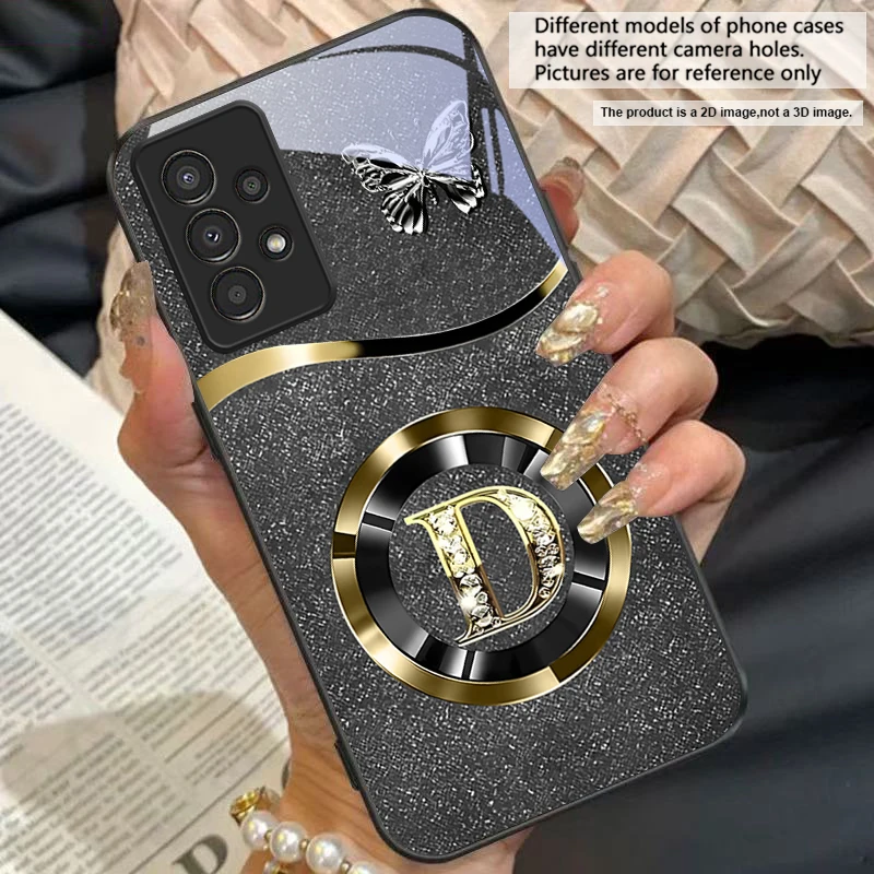 Gold Letter A Badge Glass Phone Case