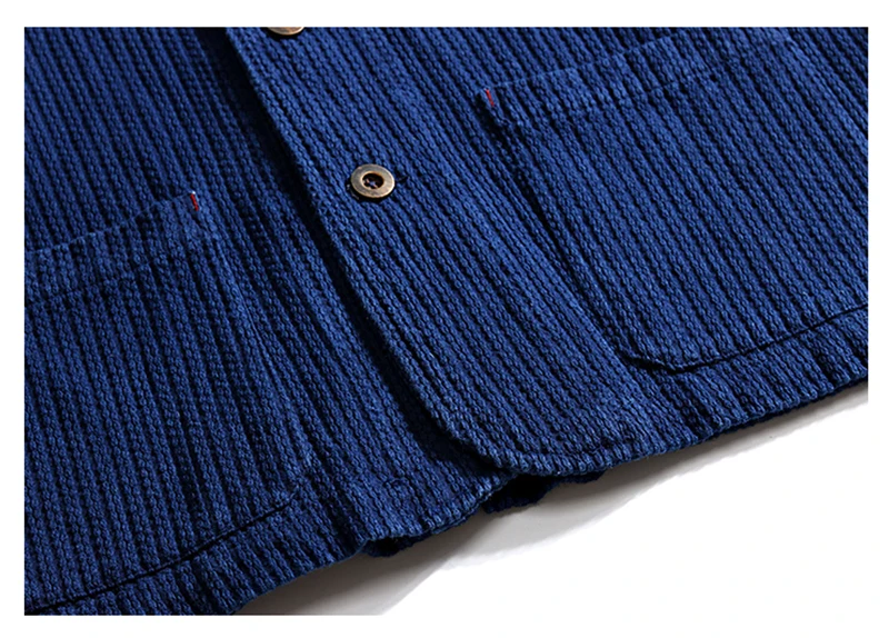 Indigo Cargo Jacke Männer Vintage Schwergewicht Baumwolle Blau gefärbte Arbeits kleidung Werkzeug jacke Französisch Retro Multi-Pocket Strickjacke Mantel – Detail 12
