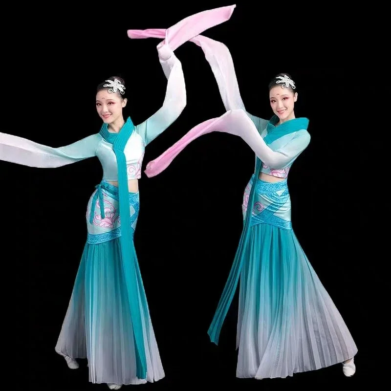 

Classical Water Sleeve Dacne Clothing Traditional Yangko Costume Chinese Style Hanfu Dance Costume National Fan Dance Outfit