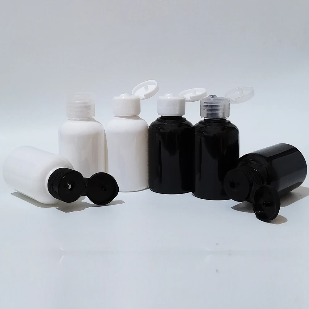 

50pcs 50ML Black Clear PET Bottle With Flip Top Cap,50cc plastics Shampoo Bottle,Travel Shower Gel Packaging Bottle