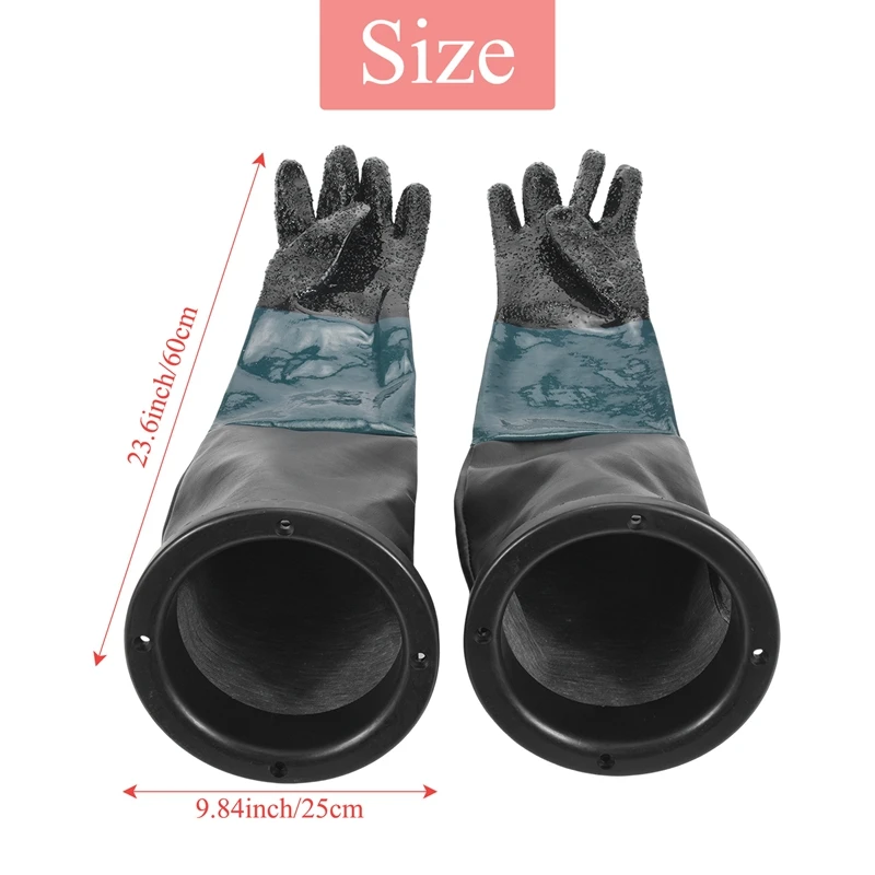 Sandblasting Gloves Sandblaster Parts 60Cm With O Rings For Sandblast Cabinet