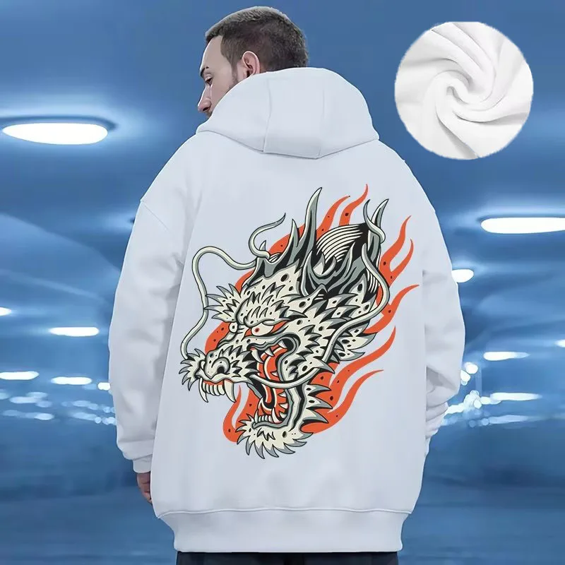 Hooded Sweater Men's Trendy Brand Large Size M-8XL Men's Autumn And Winter Style Plush And Thick Fat Hip-hop Pullover Jacket