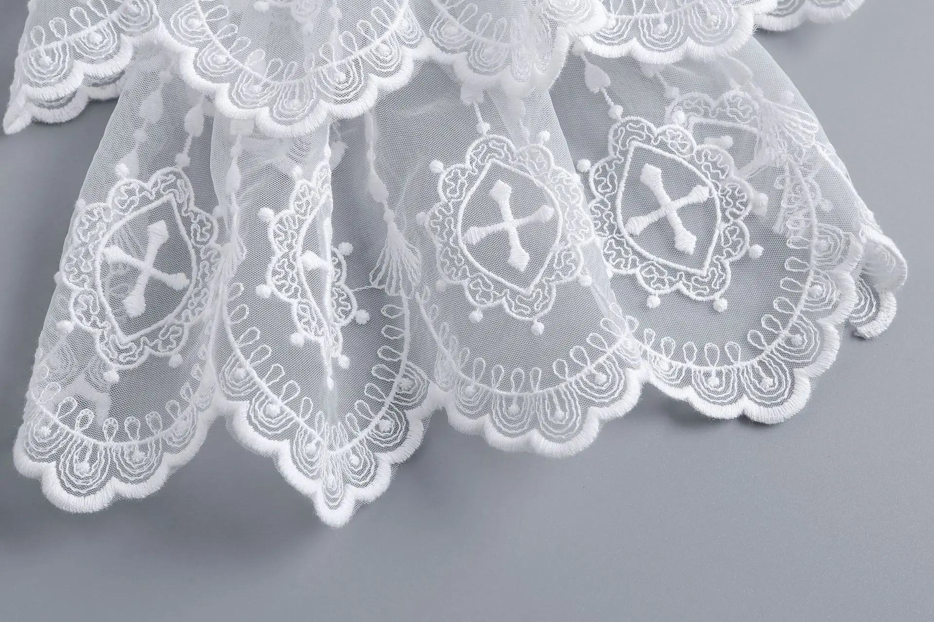 Vintage Spitzen-Rüschenkragen mit Kreuzdesign, Unisex Hofstil-Falschkragen/Lätzchen, Clown-Accessoire Abnehmbarer Halskragen – Detail 26