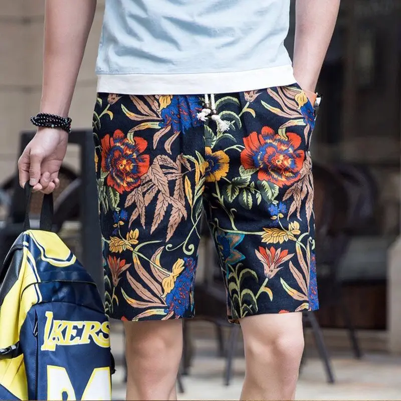 Summer Print Men Beach Shorts Sweatpants Jogger Pants Athletic Fitness Hiking Outdoor Casual Shorts Loose Men Clothing New