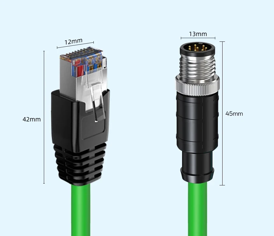 RJ45 auf M12 Industrie-Ethernet-Kabelkommunikation CAT6a Profinet S/FTP 4P/26AWG 4 Paar gedrehte geflochtene Abschirmung für Schleppkette – Detail 16