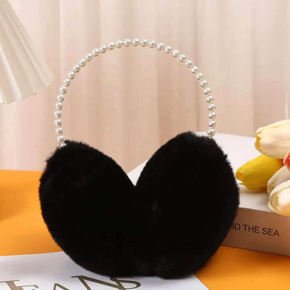 Faux Pearl Earmuffs Stylish Plush Winter Earmuffs for Girls Women Soft Furry Ear Covers with Faux Pearls Cute Warm for Weather