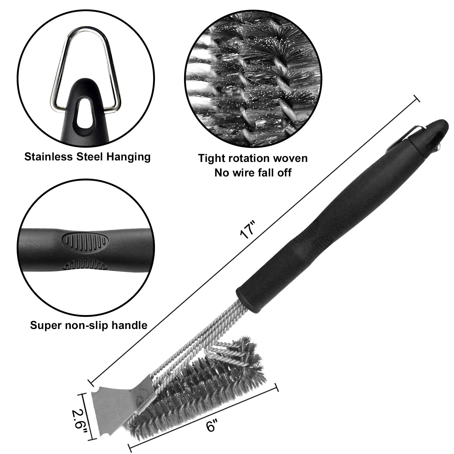 Walfos Barbecue Net Cleaning Brush Stainless Steel Wire Brush To Wash The Barbecue Grill Accessories BBQ Clean Tool
