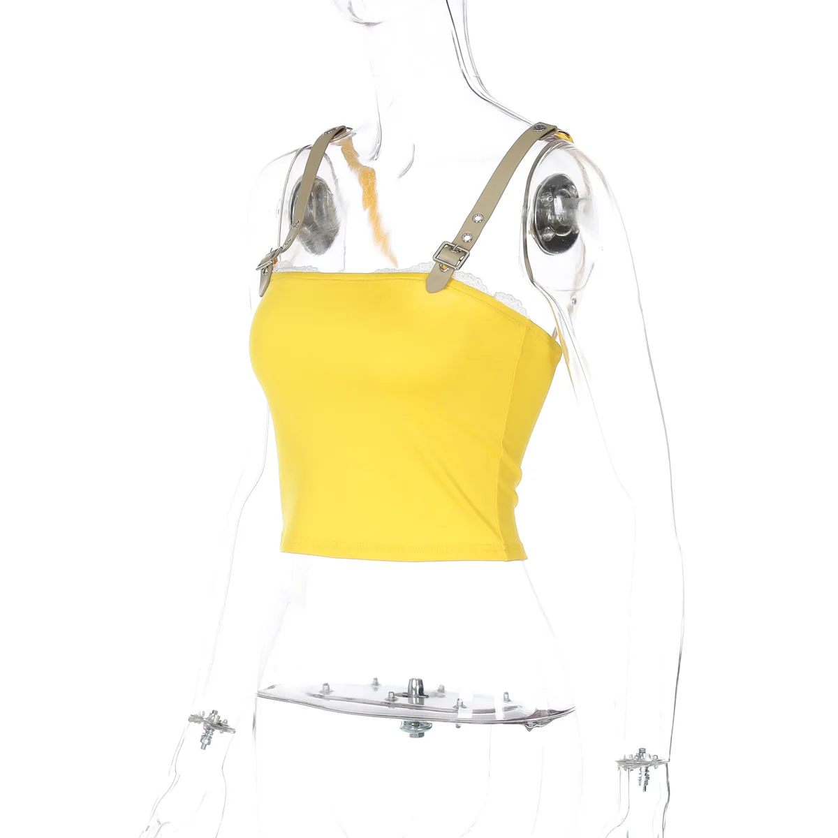 Summer Lace Patchwork Tank Top For Women Backless Slim Square Collar Cropped Sexy Y2k Vest Female Contrast Streetwear 2025