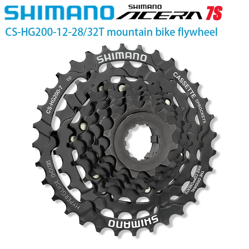 SHIMANO 7 Speed CS-HG200 Bike Cassette Sprocket For MTB Road Bike 12-28T 12-32T K7 Flywheel Black HG Freewheel 7V Bicycle Parts
