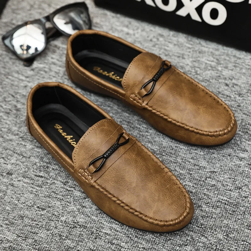Summer New Men's Loafers Comfortable Flat Casual Shoes Men Breathable Moccasins Slip-On Soft Leather Driving Shoes 2023 images - 6