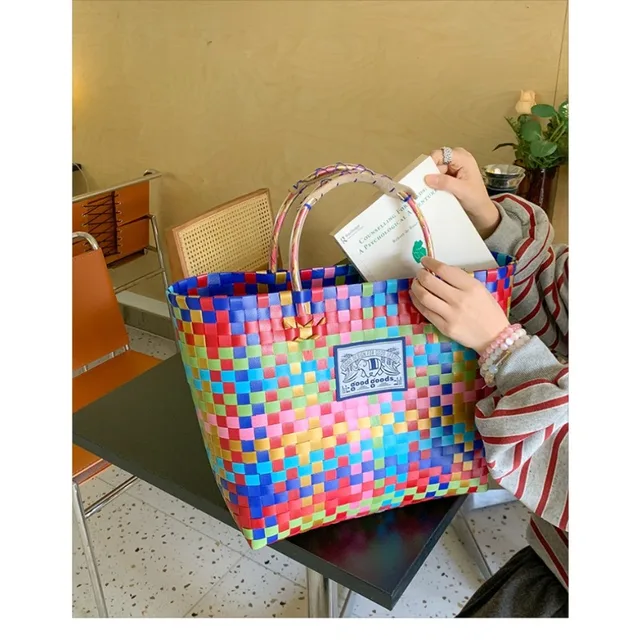 The 2025 Summer New Colorful Bag with Large Capacity, Fashionable and Versatile Single-shoulder Tote Bag for Women 5