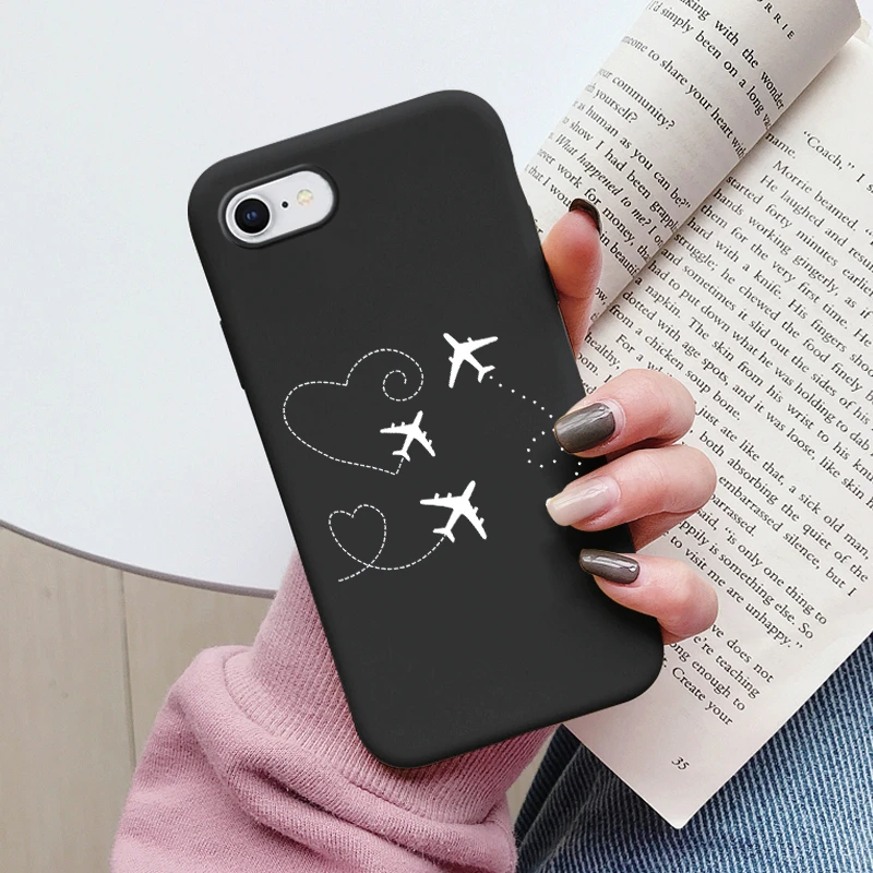 Floral Silicone Phone Case with Cute Cat & Bear Design - Soft Protective Back Cover