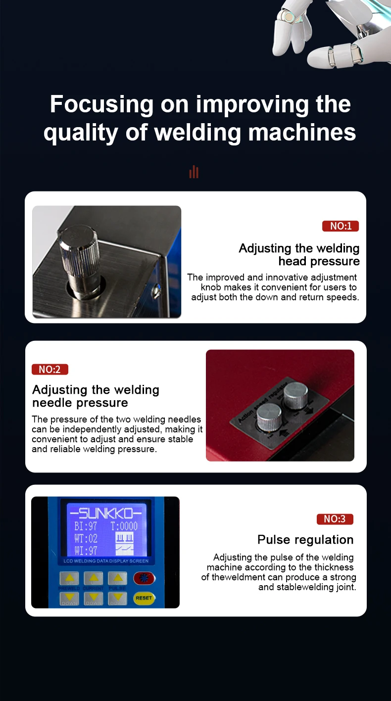 Pneumatic 18650 Lithium Battery Spot Welder 12000W 2000A Industrial Grade SUNKKO A301+ Built in Air Compressor