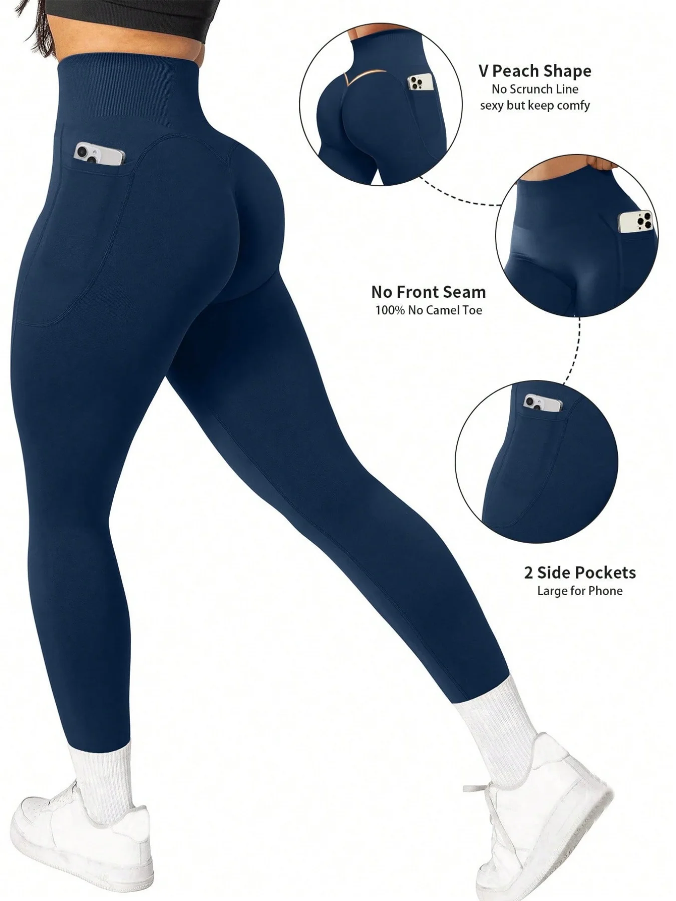 Frauen Nahtlose Scrunch Leggings Push-Up Strumpfhosen Gym Yoga Fitness Butt Lift Workout Sport Leggings – Detail 8