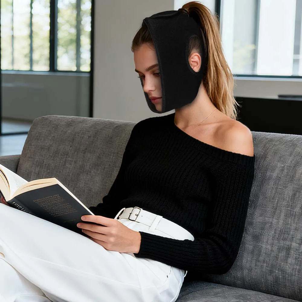 Face Heating Wrap for TMJ Jaw Relief Chin Cheek Bandage Facial Heating Strap with 3 Heat and Time Settings (80x16cm)