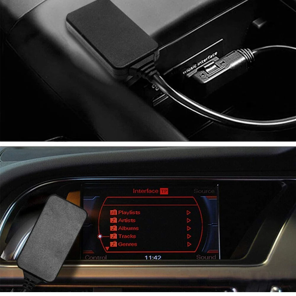 1Pcs Car Bluetooth Music Interface AUX Audio Cable Adapter Black For Audi A1 A3 A4 A5 A6 A7 A8 Q3 Q5 Q7 RS4 S6 S7 Accessories