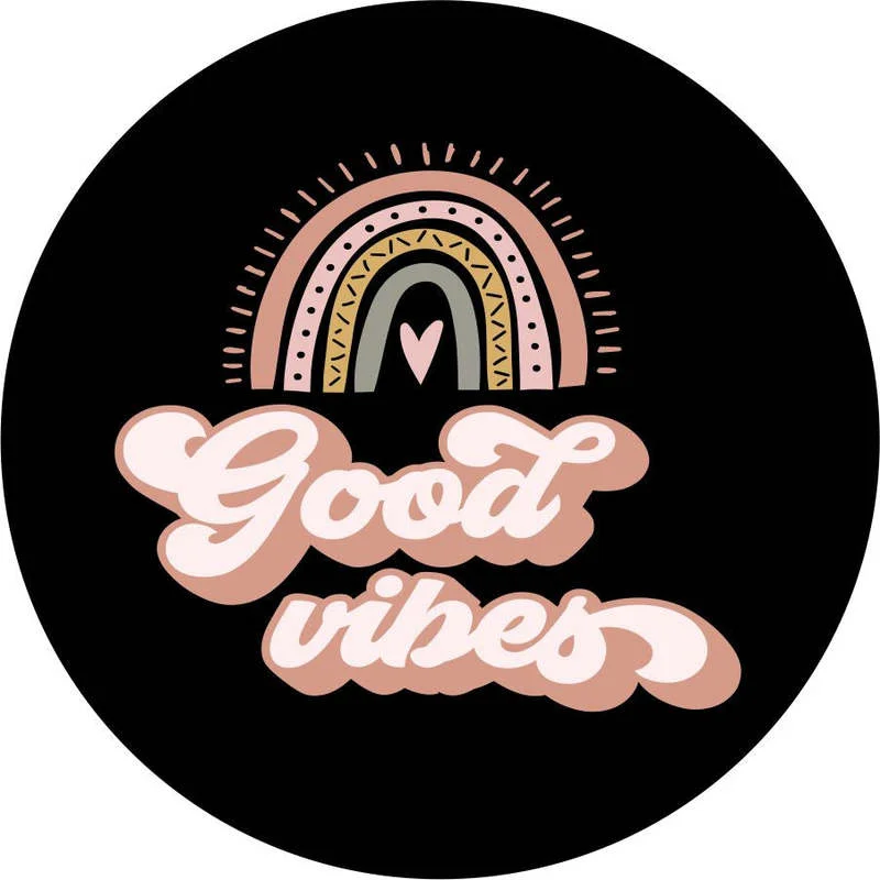

Good Vibes Vintage Rainbow Design Spare Tire Cover for All Make Models Universal Wheel Tire Cover