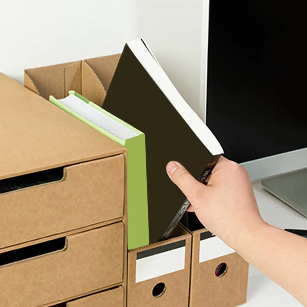 10 scatole per archiviazione documenti, organizer per documenti da ufficio, porta documenti da scrivania, porta documenti versatili in carta kraft per casa e ufficio - immagine 6