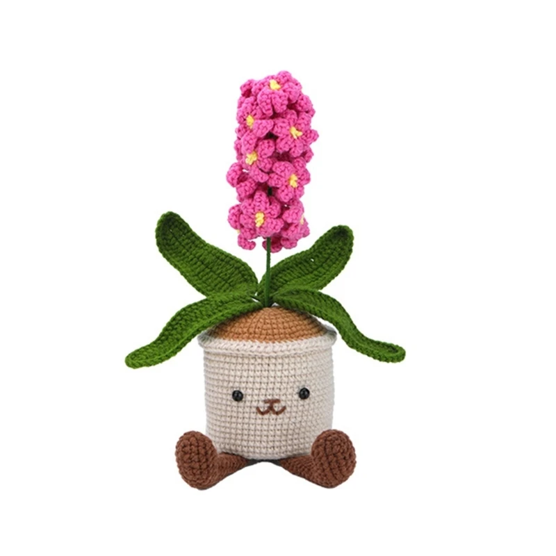 

Наборы для вязания крючком гиацинта в горшке для начинающих, с пряжей, крючком, иглой, маркером для вязания, пластиковыми