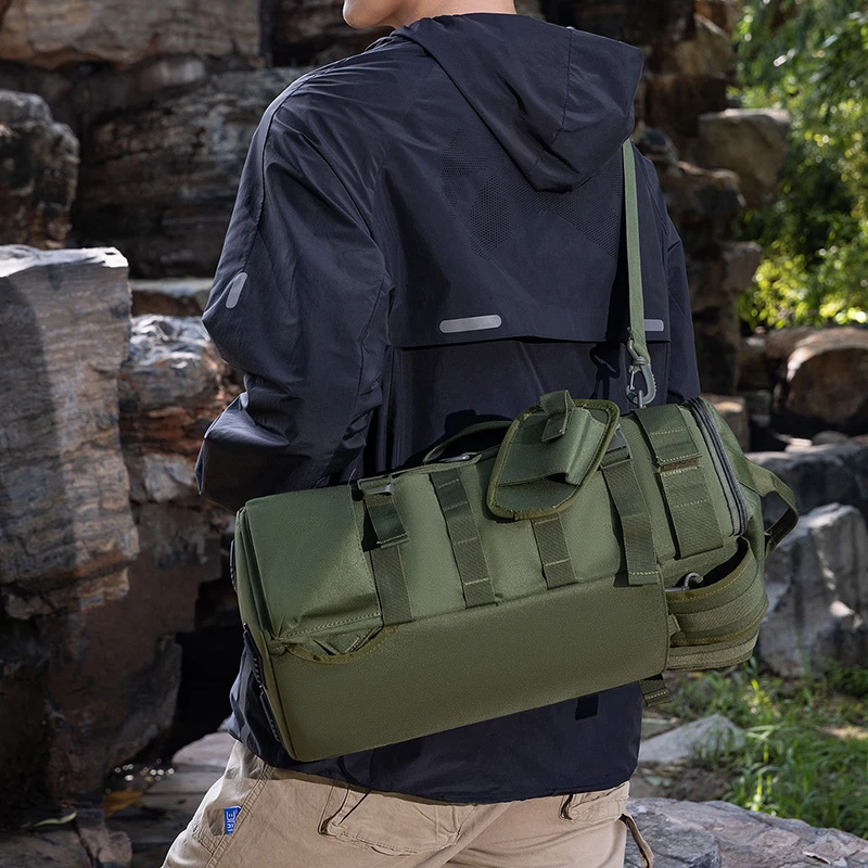 Super large 42L fishing backpack with pole seat | padded shoulder strap | camping, hiking, fishing gear storage, outdoor enthusi