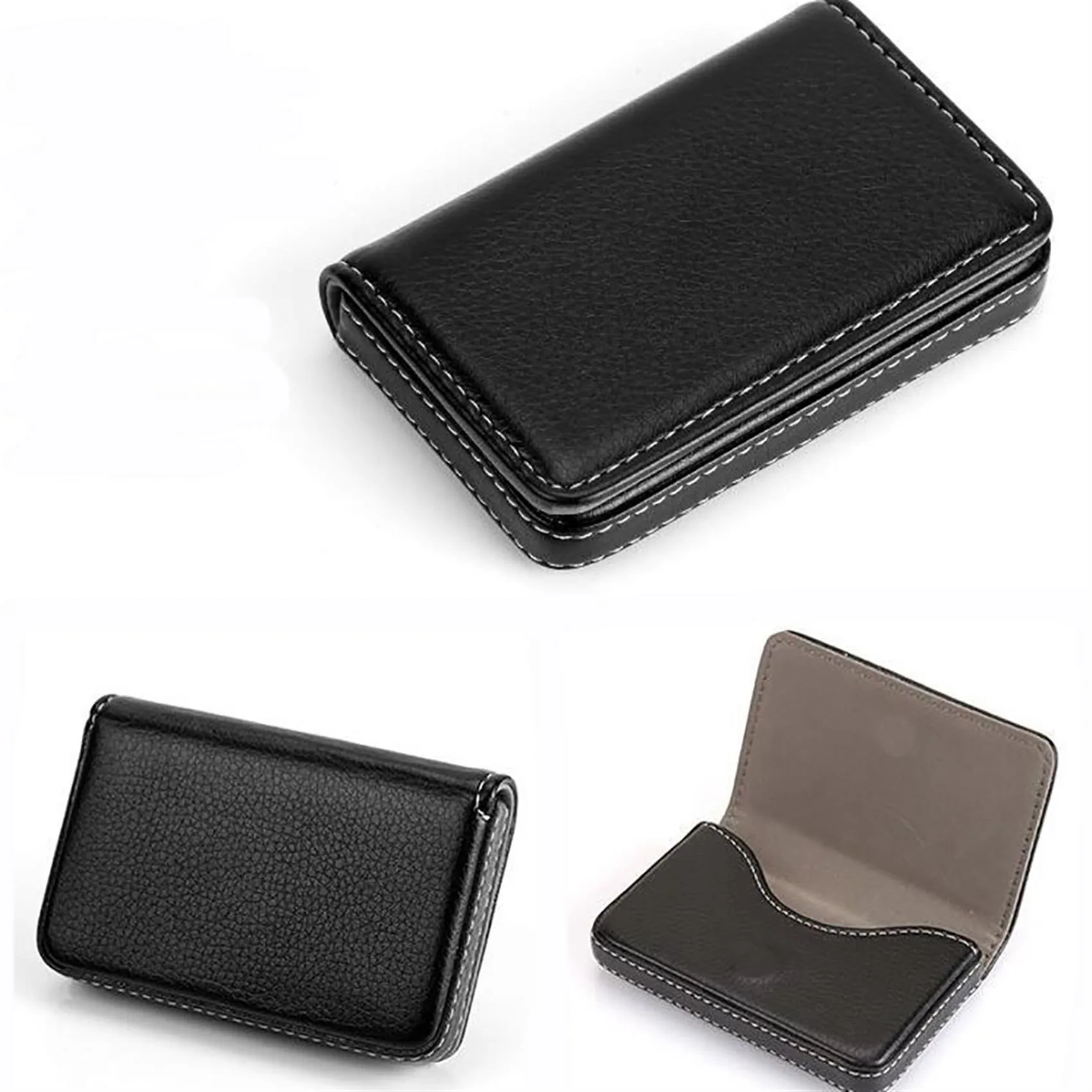 1pc PU Leather Business Card Holder With Magnetic Buckle Slim Pocket Name Card Holder Large Capacity Portable Credit Card Case 5