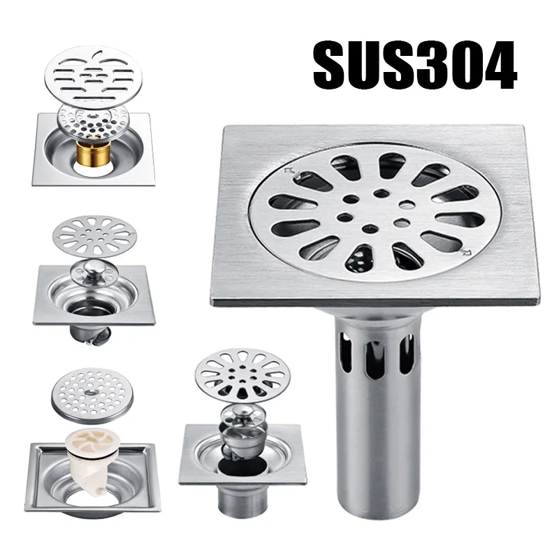 

304 Stainless Steel Floor Drain Anti-odour Bathroom Washing Machine Deep Water Floor Drain Brushed Project Special Floor Drain