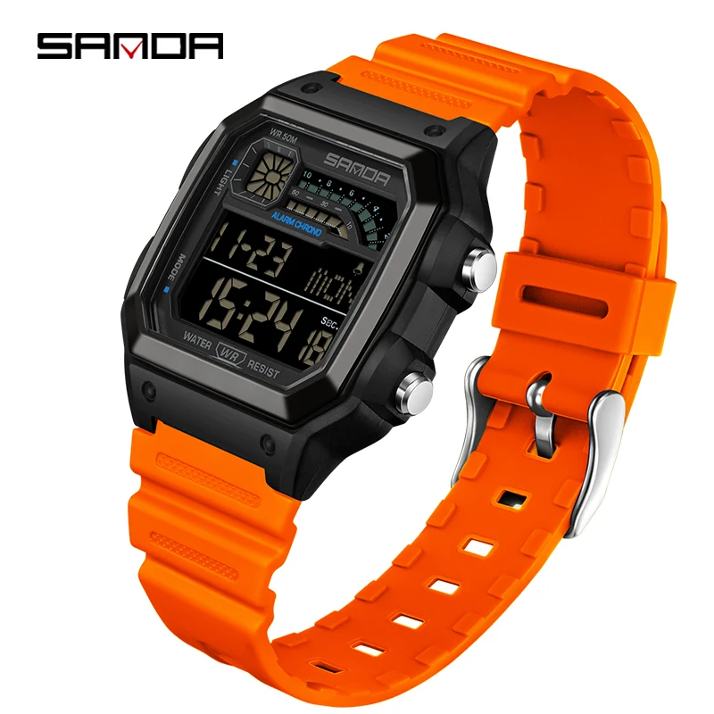 Men's Luxury Digital Wristwatch with Luminous Dial and Waterproof Features