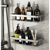 Rectangle Aluminum Alloy Bathroom Shelf Makeup Storage Organizer Shampoo Rack Shower Shelf Bathroom No Drill Wall Shelf 2