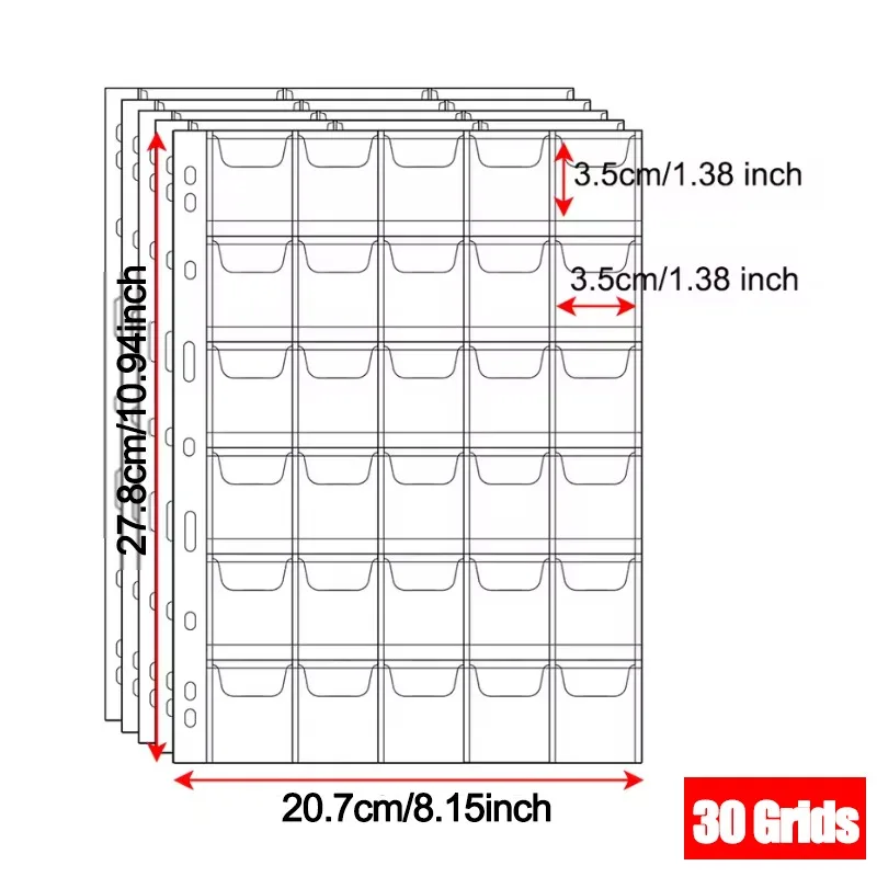 10PCS Album für Münzen Alben 20/30/42 Taschenmünzen Sammlung PVC Transparente Innenseiten Münzen Lose Blatt Organizer Tasche – Detail 5