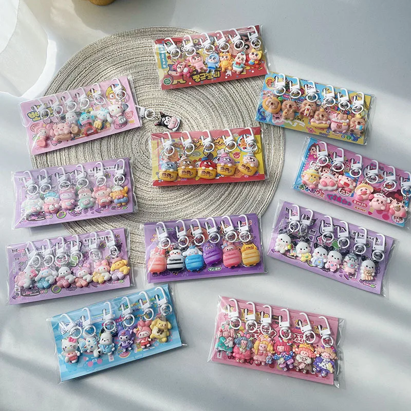 

Sanrio series accessories Hello Kitty cartoon resin keychain set small gift girls student bag hanging stall cute